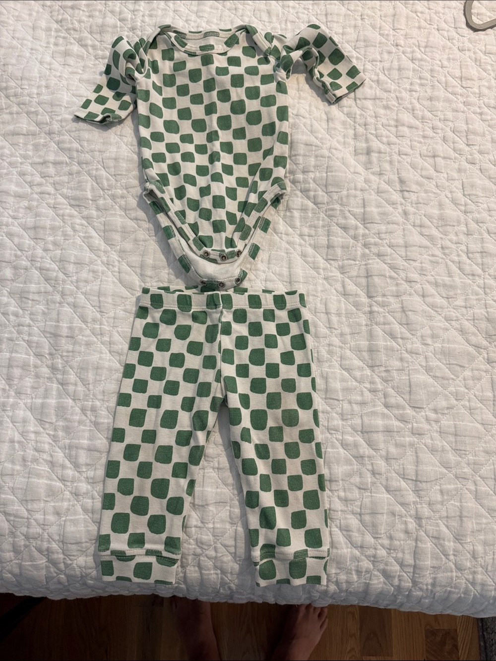 Lewis Two Piece Green Checkerboard Baby Matching Set - Bodysuit & Pants